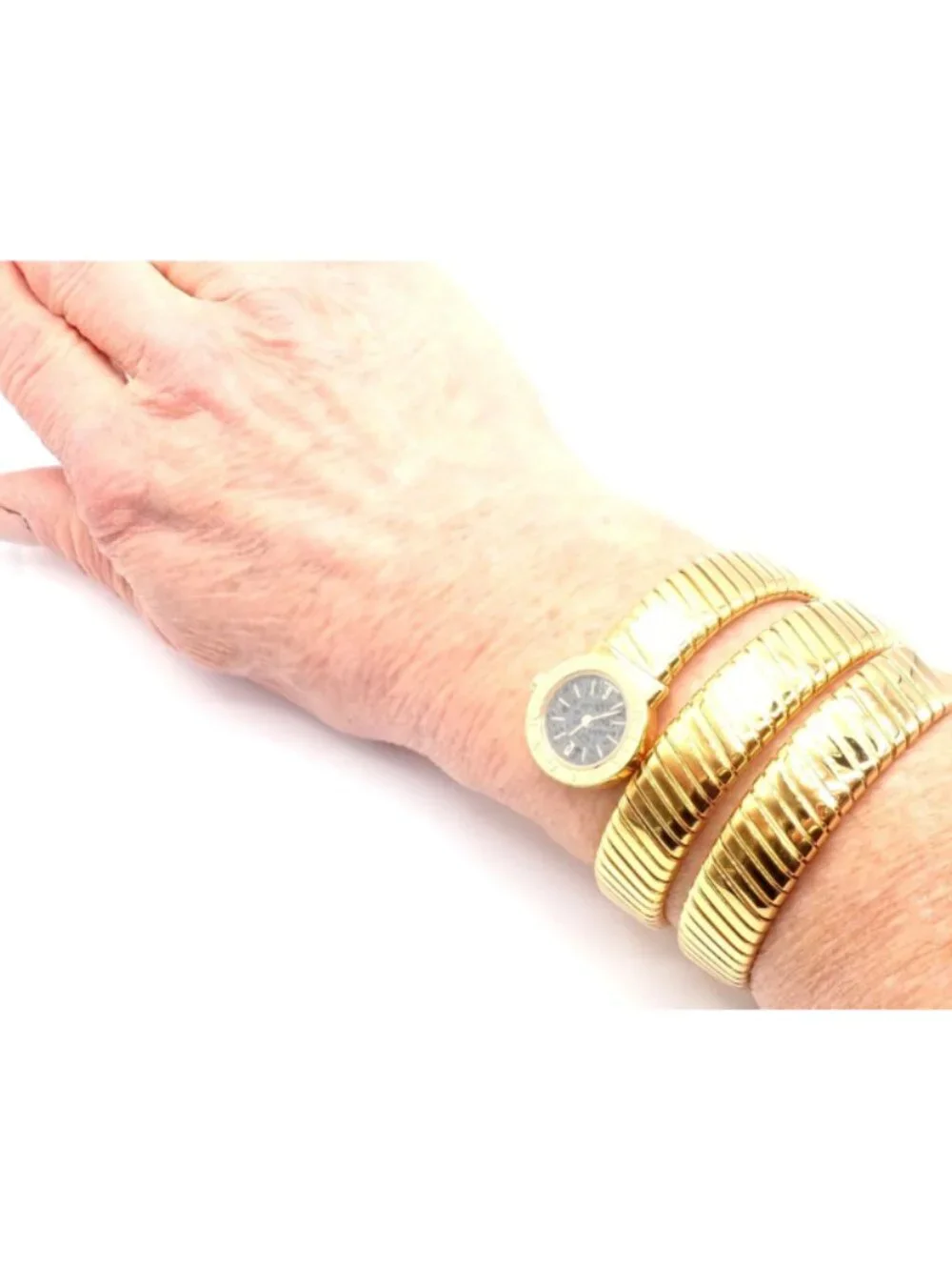 Authentic! Bulgari 18k Yellow Gold Tubogas Serpent Snake Bracelet Watch - Picture 6 of 12